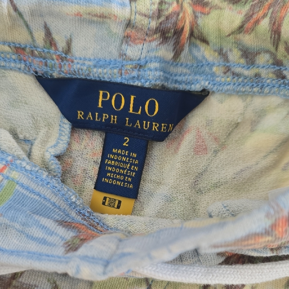 Polo by Ralph Lauren Kids Palm Print Pajama Set - Blue and Cream - Picture 7 of 7